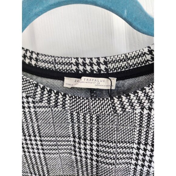 Zara Trafaluc Houndstooth floral embroidered long sleeve checkered slouchy top - Picture 5 of 10